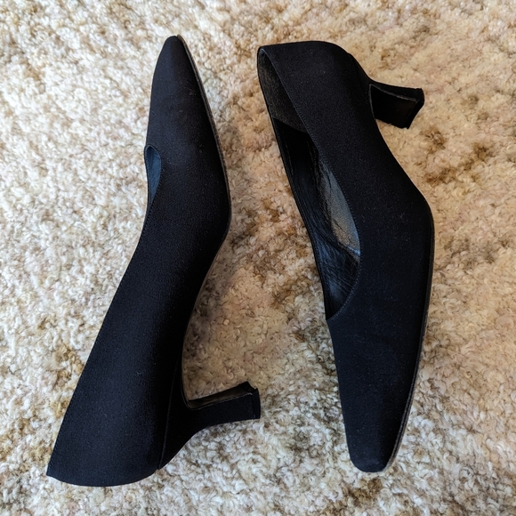 Vintage Stuart Weitzman Leah Square Toe Black Pumps Shoes Women's Size 8.5 N - Picture 7 of 13